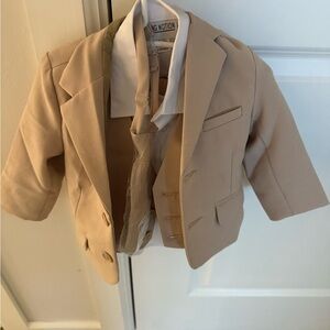 Children's Beige Dress Blazer with Vest and Tie - No Brand